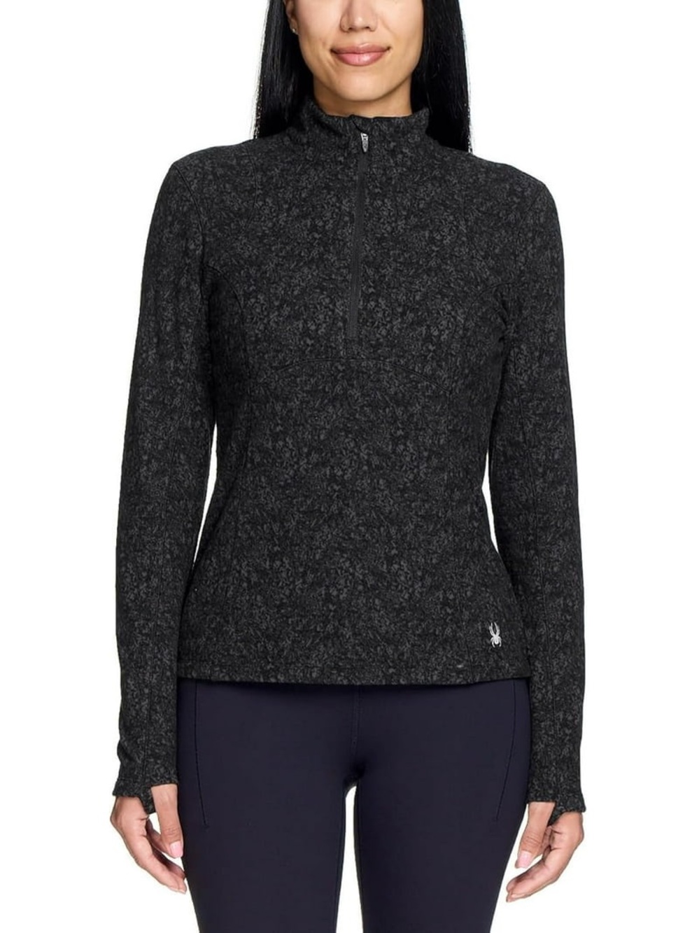 NWT Spyder Active Women’s Fleece Printed Half Zip in Black Size S